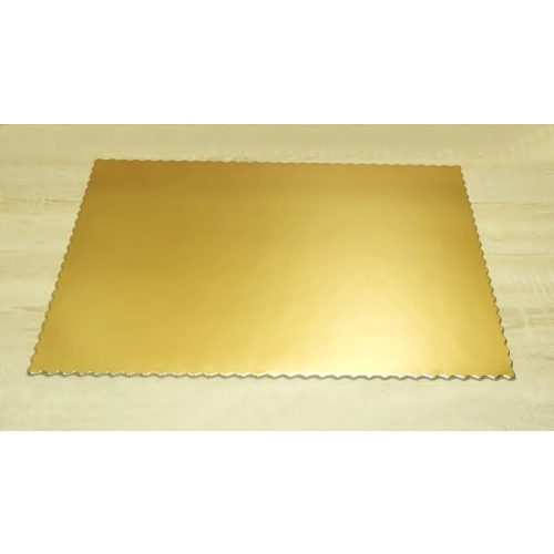 Podkład pod tort gruby 40x60 cm złoty prostokątny fala mocny karbowany